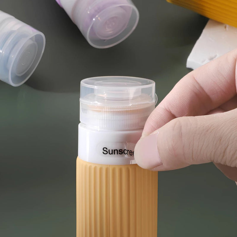 Frascos de Silicone para Viagem - Kit com 4  –  Organização com Elegância e Praticidade