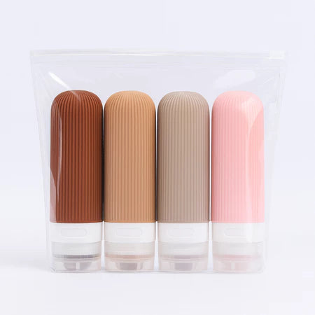 Frascos de Silicone para Viagem - Kit com 4  –  Organização com Elegância e Praticidade