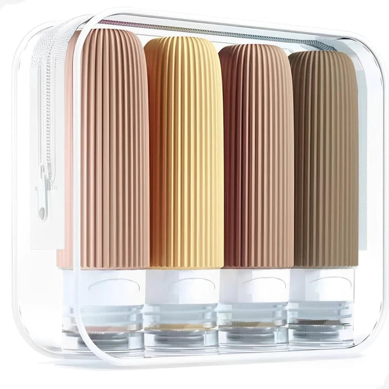 Frascos de Silicone para Viagem - Kit com 4  –  Organização com Elegância e Praticidade